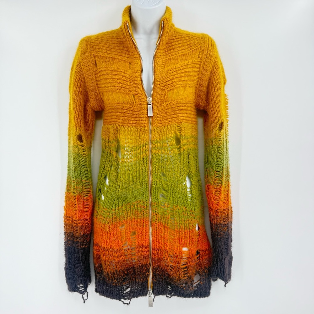 Off-White Degrade Knit Cardigan in Yellow, Green, Orange and Brown Size EU 38